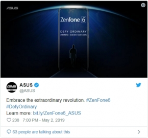 Asus Zenfone 6 ปล่อยภาพทีเซอร์ก่อนเปิดตัว บอกใบ้อาจมาพร้อมกล้องหน้า pop-up