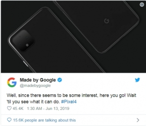 Google ทวิตภาพ Pixel 4 ยืนยันมาพร้อมกล้องหลังคู่ ดีไซน์กล้องคล้าย iPhone XI