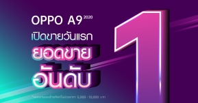 ฮอตสุด ฉุดไม่อยู่! OPPO A9 2020 ยอดขายถล่มทลายเข้าสู่อันดับ 1 ตั้งแต่วันแรกที่เปิดขาย !