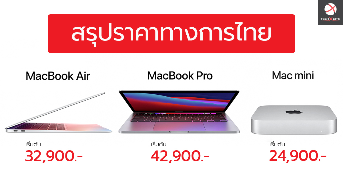 สรุปราคา MacBook Air, MacBook Pro 13” และ Mac mini อย่างเป็นทางการในไทย สามรุ่นใหม่ที่ใช้ชิป M1 ครบทุกโมเดลที่นี่ !!