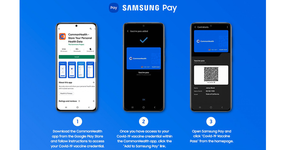 ผู้ใช้สมาร์ทโฟน Samsung ในสหรัฐสามารถเพิ่มบันทึกการฉีดวัคซีน COVID-19 ไว้ใน Samsung Pay เพื่อตรวจสอบได้