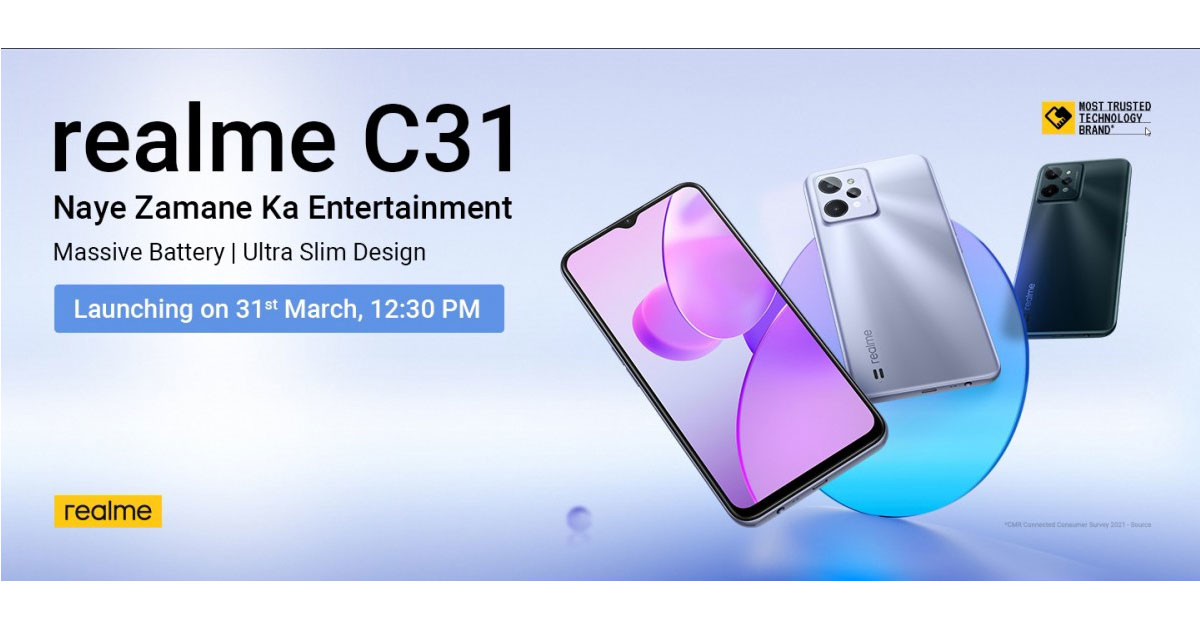 เปิดตัว realme C31 สมาร์ทโฟนรุ่นประหยัด จอใหญ่ 6.5 นิ้ว เริ่มต้นไม่ถึง 4 พัน