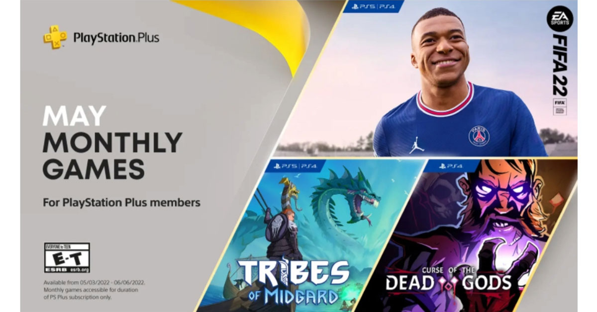 เกมฟรี PS Plus พฤษภาคมนี้ แจก FIFA 22, Tribes of Midgard, Curse of the Dead Gods 