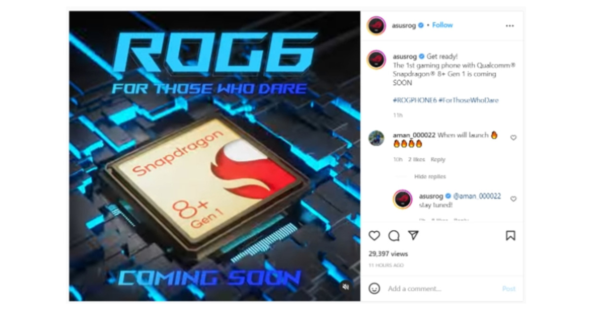 Asus ROG Phone 6 Series ประกาศเป็นสมาร์ทโฟนรุ่นแรกของโลกที่ใช้ Snapdragon 8+ Gen 1